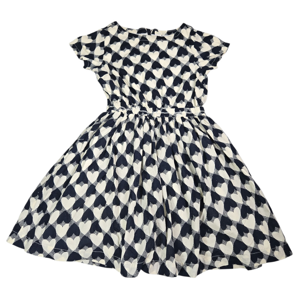 CrewCuts Girls Sz 14 Hearts Dress Navy White Valentines School Cute Girly EUC